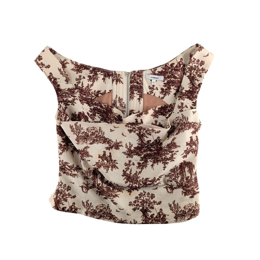 Miaou Imogene Corset Top Women's Large Brown Toile Regency Glam